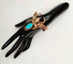 Prachtige bronzen Art Brut armband met turquoise steen, Handtassen en Accessoires, Armbanden, Ophalen of Verzenden, Zo goed als nieuw