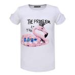 T-shirt flamingo open schouders wit 164, Kinderen en Baby's, Kinderkleding | Maat 164, Ophalen of Verzenden, Nieuw, Meisje, Shirt of Longsleeve
