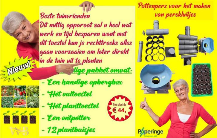 Pottenpers voor maken van perskluitjes, Tuin en Terras, Aarde en Mest, Ophalen of Verzenden