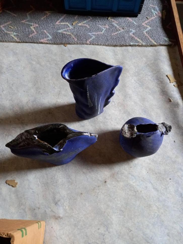 vintage set van handgemaakte vaasjes, Antiek en Kunst, Antiek | Keramiek en Aardewerk, Ophalen