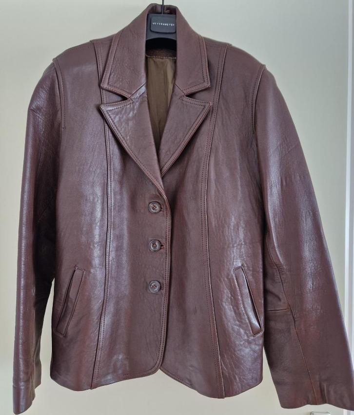DNR Donar bruin lederen colbert jas maat M, Kleding | Heren, Jassen | Zomer, Zo goed als nieuw, Maat 48/50 (M), Bruin, Ophalen of Verzenden