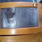 4 vol houten binnendeuren vurenhout, 2 deuren  geslepen glas, Antiek en Kunst, Ophalen