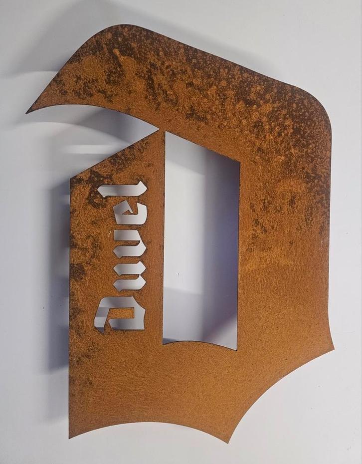 Duvel reclamebord cortenstaal, Verzamelen, Speldjes, Pins en Buttons, Ophalen of Verzenden