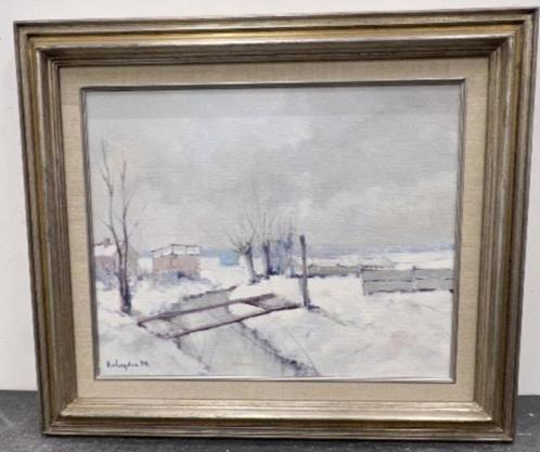 huile sur toile paysage enneige signe phillipe verheyden, Antiek en Kunst, Kunst | Schilderijen | Klassiek, Ophalen of Verzenden
