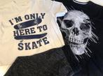 2 T-shirten (skate en skull) + short maat 164, Jongen, Ophalen of Verzenden, Shirt of Longsleeve