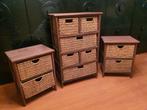 3 houten rieten kastjes, Huis en Inrichting, Ophalen, Zo goed als nieuw, Hout