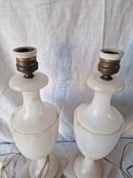 Lot de deux pieds de lampe de table en albâtre blanc, Antiquités & Art, Curiosités & Brocante, Enlèvement