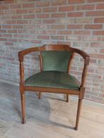 Antieke Houten Kuipstoel / Captain's Chair  Groene Bekleding, Antiek en Kunst, Ophalen