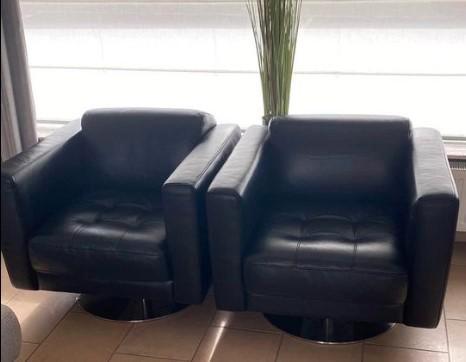 draaizetel, Huis en Inrichting, Fauteuils, Zo goed als nieuw, Leer, 75 tot 100 cm, Minder dan 75 cm, Ophalen