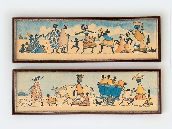 kunstwerk tekeningen Lucy M. Wiles, Antiek en Kunst, Kunst | Tekeningen en Fotografie, Ophalen of Verzenden