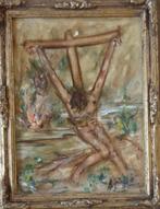 M. SPATUZZI / CHRISTUS AAN KRUIS / OLIEVERF / 63x53cm KADER, Ophalen of Verzenden