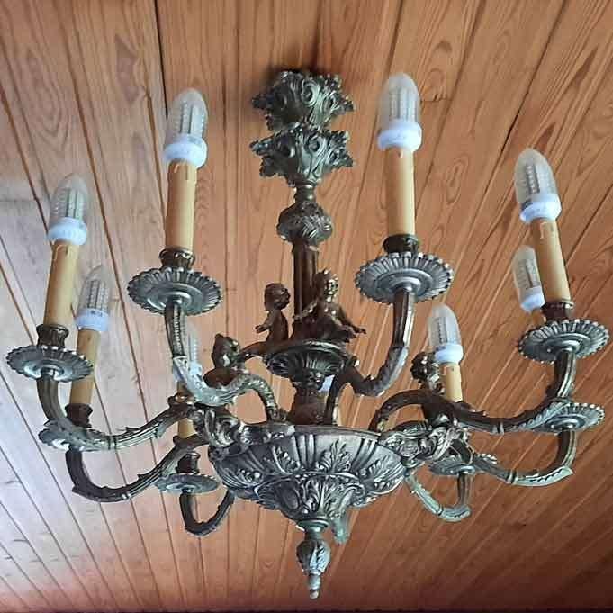 Beau LUSTRE EN BRONZE, Enlèvement, Utilisé, Métal, Ancien