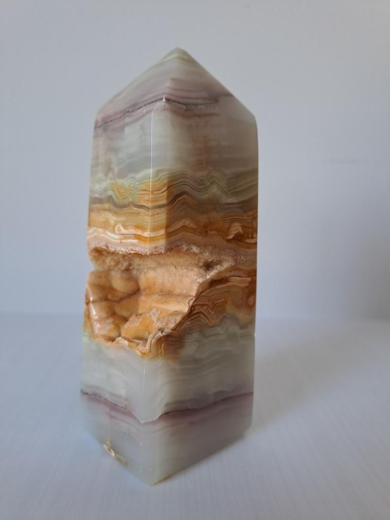 Roze calciet + gele aragoniet 11 cm, Ophalen of Verzenden