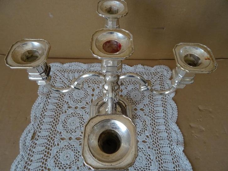 Curiosa vintage kandelaar verzilverde kandelaar 23cm 1960, Antiek en Kunst, Curiosa en Brocante, Ophalen of Verzenden