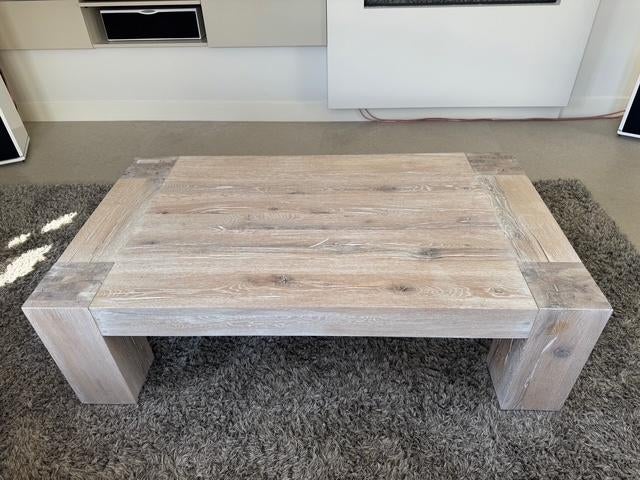 salontafel massieve eik whitewash LEEDS, Moins de 50 cm, 50 à 100 cm, Enlèvement, Utilisé