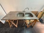 Evier cuisine double bac inox, Maison & Meubles, Enlèvement, Comme neuf