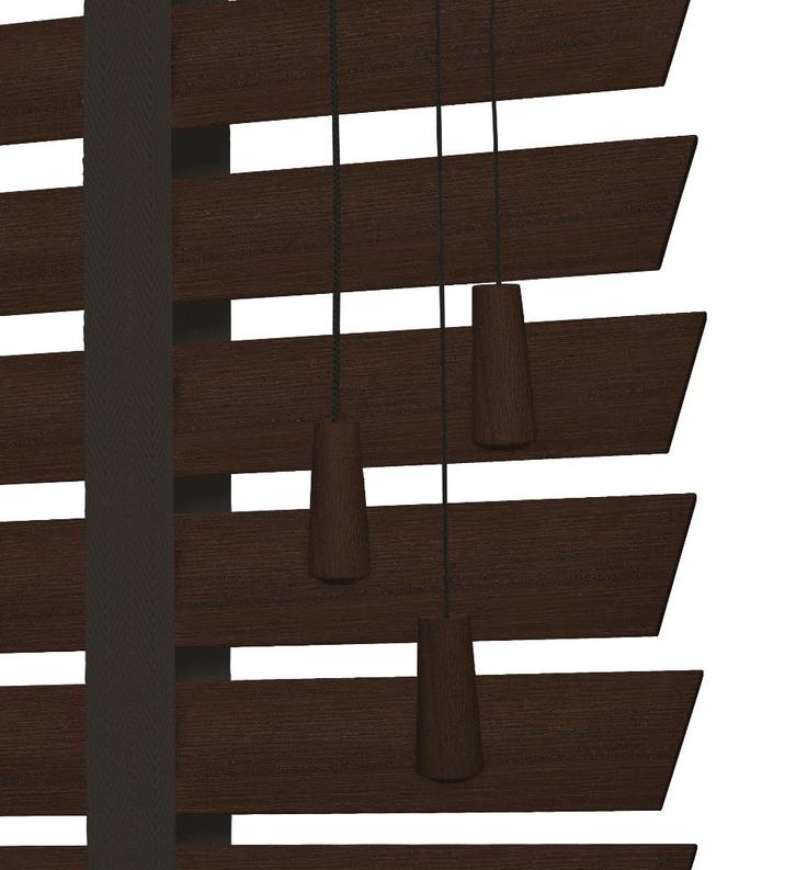 Luxe houten jaloezieën Veneta – Donker walnoot – set van 3, Huis en Inrichting, Stoffering | Gordijnen en Lamellen, Zo goed als nieuw