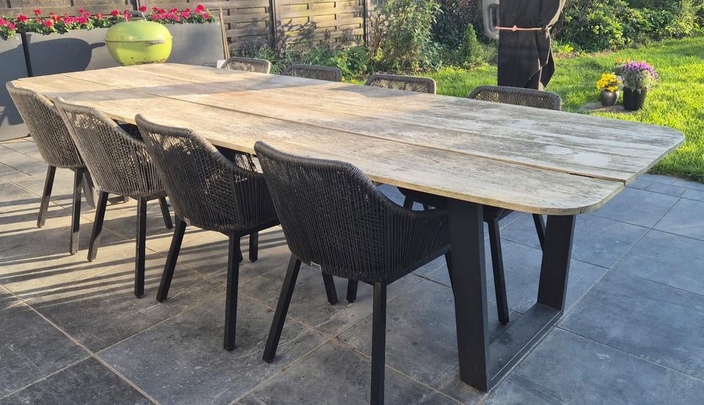 Table de jardin Bristol en teck L 340 x L120 x H 75, Jardin & Terrasse, Enlèvement, Utilisé, Rectangulaire, Aluminium