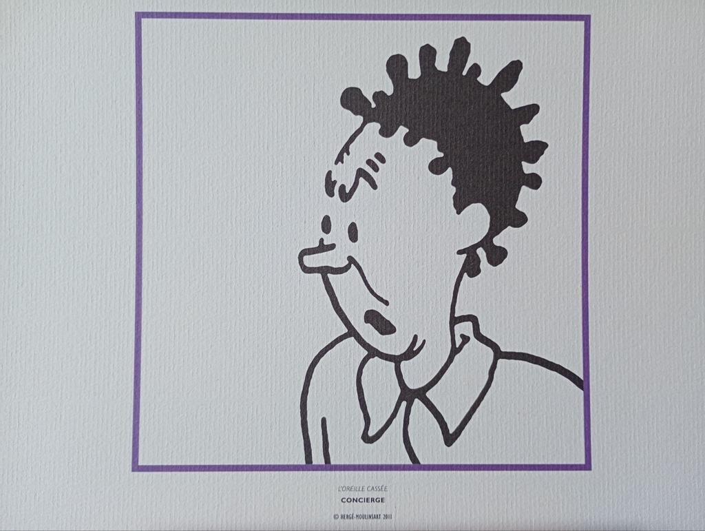 Kuifje, TinTin concierge, Antiek en Kunst, Kunst | Litho's en Zeefdrukken, Ophalen of Verzenden