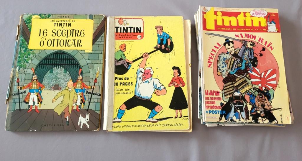Tintin recueil 32 de 1956 + 1Tintin 1966 + 15 Journaux, Livres, BD, Enlèvement ou Envoi, Série complète ou Série, Utilisé, Hergé