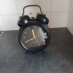 Decoratieve zwarte klok met wekker, hoogte 29cm, Ophalen