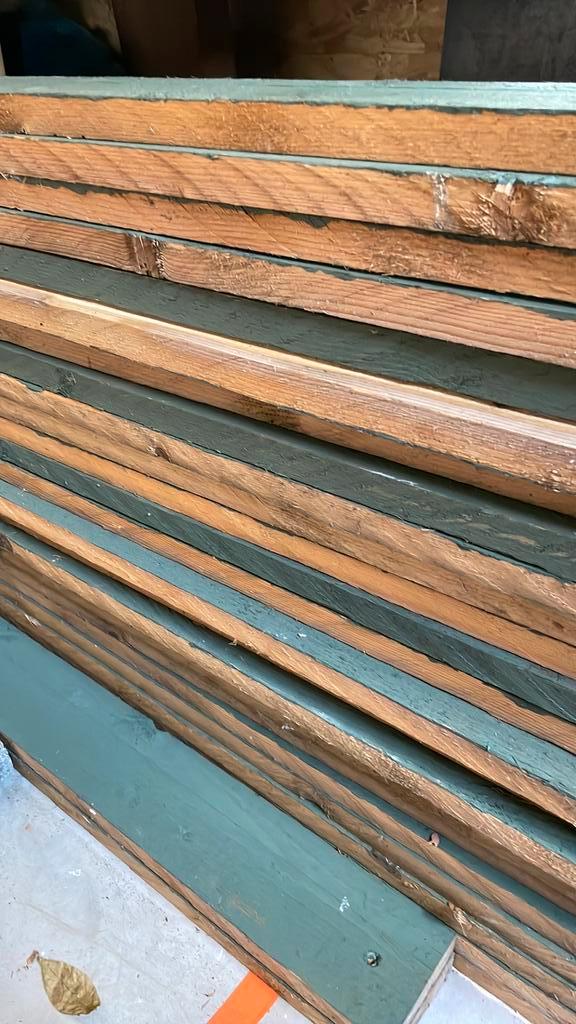 25 vuren planken deels geverfd, Doe-het-zelf en Bouw, Platen en Panelen, Zo goed als nieuw, Ophalen