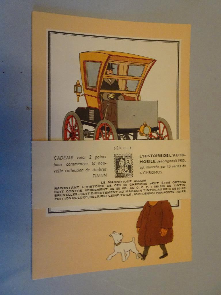 Série de 6 chromos Tintin - L'automobile, Collections, Personnages de BD, Neuf, Image, Affiche ou Autocollant, Tintin, Enlèvement ou Envoi