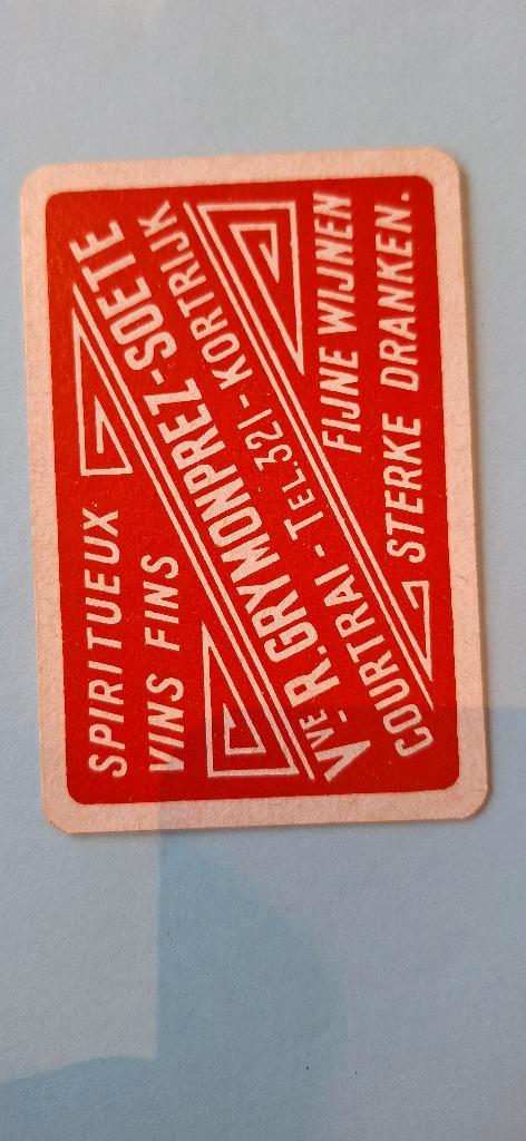 Speelkaart Kortrijk_Grymonpre Soete_rood_239, Collections, Cartes à jouer, Jokers & Jeux des sept familles, Utilisé, Carte(s) à jouer