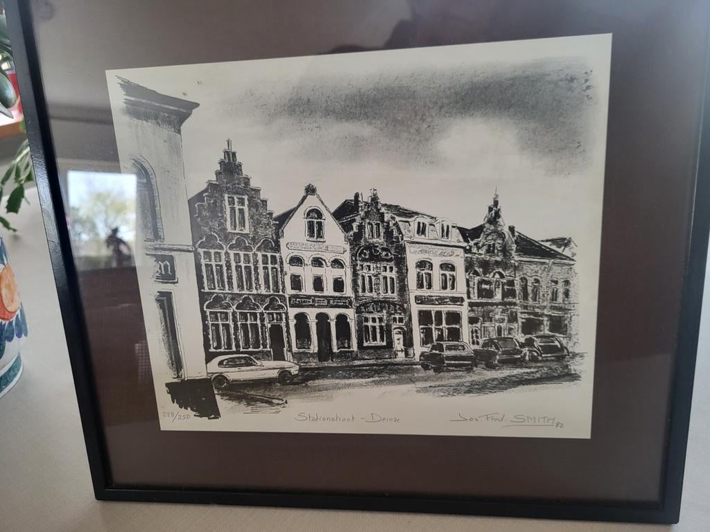 Illustration de Jos Fred Smith. Vue de la rue de la gare de, Antiquités & Art, Enlèvement