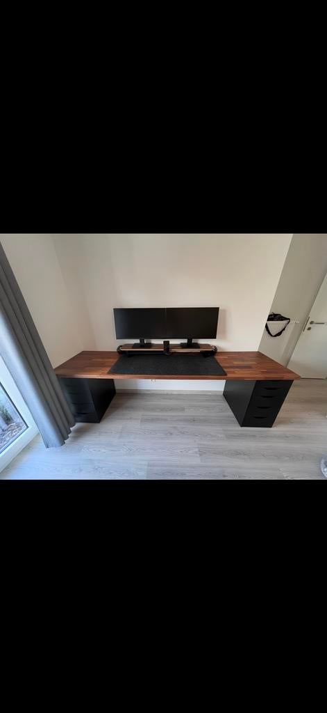 Bureau IKEA KARLBY 246cm + 2 caissons ALEX, Maison & Meubles, Mobilier complet, Enlèvement
