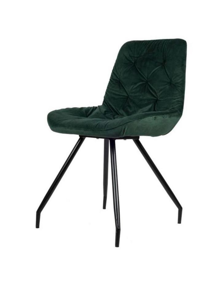 Velvet groene eetkamerstoelen (6), Maison & Meubles, Chaises, Comme neuf, Noir, Enlèvement ou Envoi