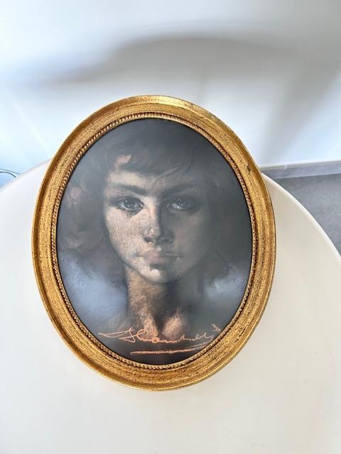 Decoratief schilderij in een ovale, gouden lijst. Antiek, Antiek en Kunst, Ophalen