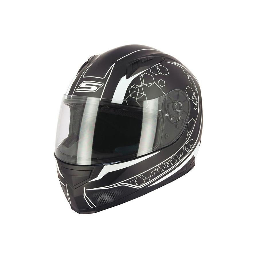 S-Line-helm — Full Face S448 zwart-wit afbeelding, Motoren, Kleding | Motorhelmen, Dames, Heren, Kinderen, Integraalhelm, M, Nieuw met kaartje