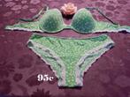 (114) - ensemble soutien gorge t.95c vert blanc, Kleding | Dames, Ondergoed en Lingerie, Ophalen of Verzenden, Groen, Setje