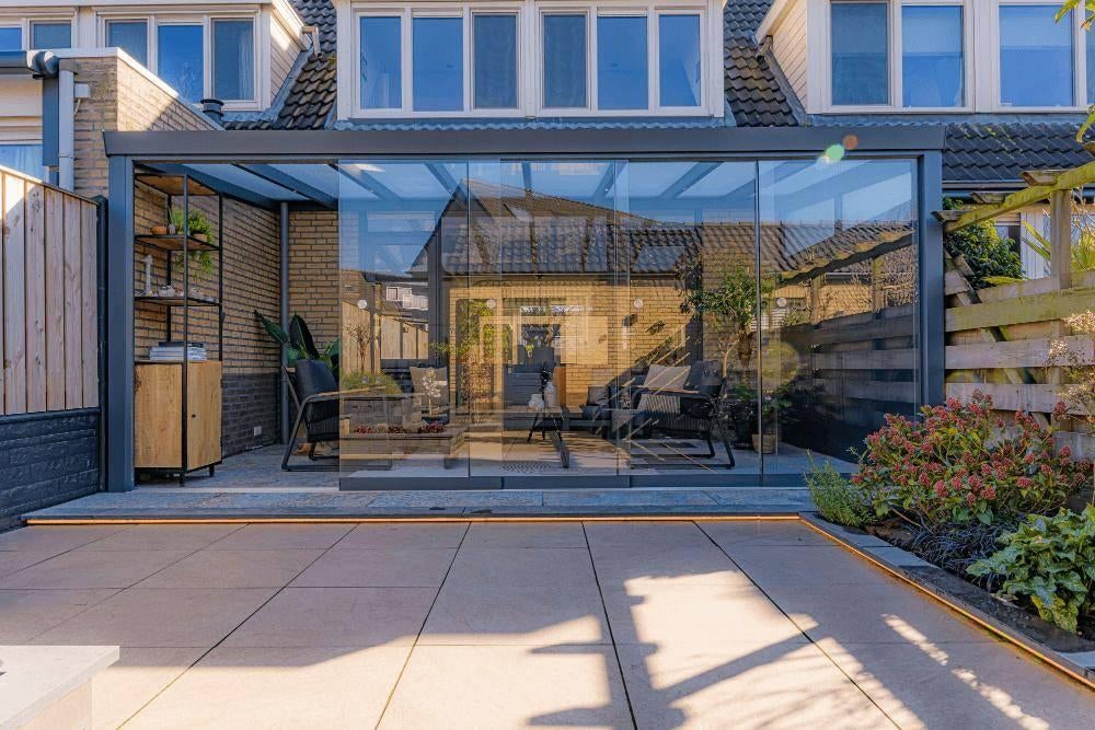 Glazen schuifwand 5-rail / 5 meter – €1250 – Compleet, Ophalen of Verzenden, Nieuw