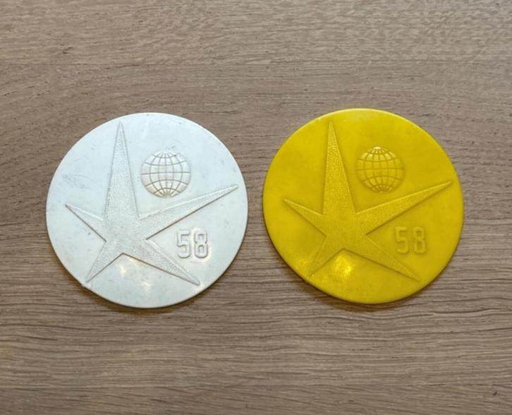 jetons Exposition Universelle de Bruxelles 1958, Collections, Rétro, Enlèvement ou Envoi