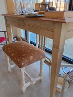 Eiken tafel en voet- of zitbankje, Ophalen