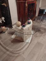 Table basse travertin, verre et marbre, Maison & Meubles, 50 à 100 cm, Comme neuf, Verre, Enlèvement