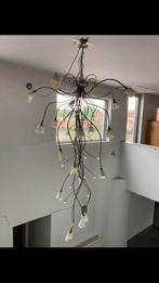 Prachtige luster met handgeblazen glas en smeedijzer., Ophalen, Gebruikt, Glas