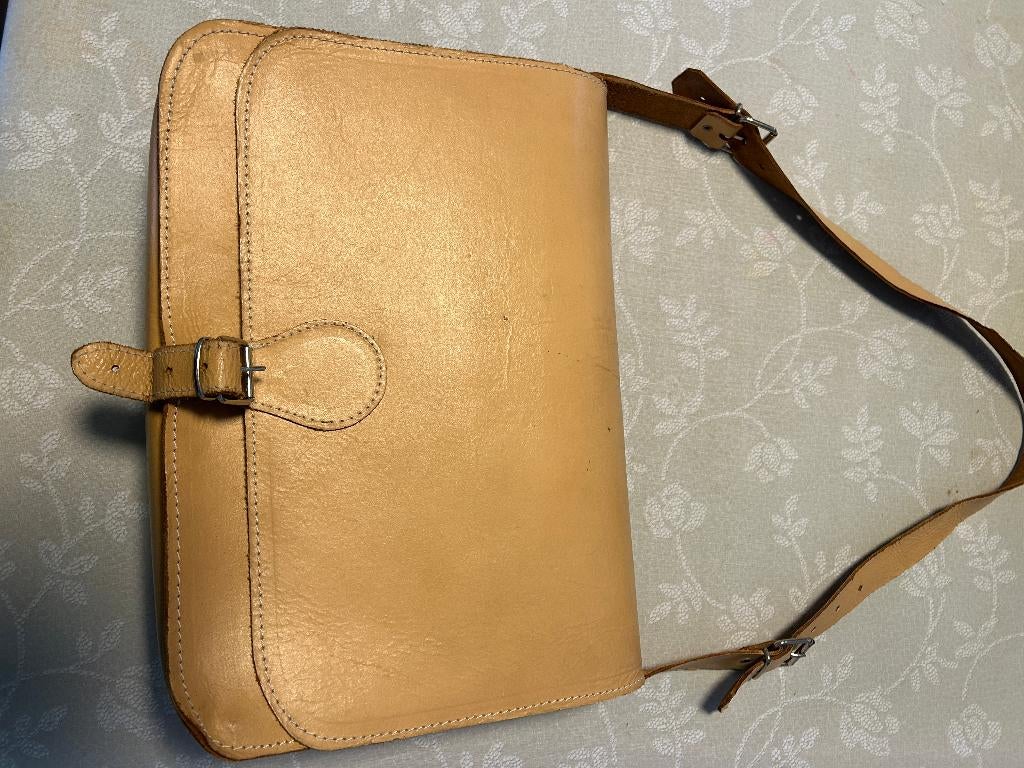 Prachtige echt lederen aktentas grote, Handtassen en Accessoires, Koffers, Ophalen, Gebruikt, Leer