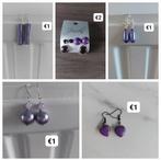 Partijtje oorbellen, Bijoux, Sacs & Beauté, Boucles d'oreilles, Neuf, Enlèvement ou Envoi, Autres matériaux, Violet