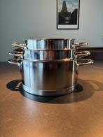 Pottenset Demeyere Atlantis 7, Huis en Inrichting, Ophalen, Zo goed als nieuw, Kookpan of Snelkookpan, Inductieplaat