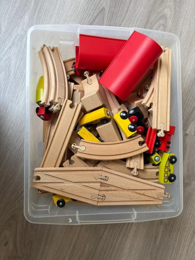 Houten treinspoor met trein, Ophalen, Gebruikt