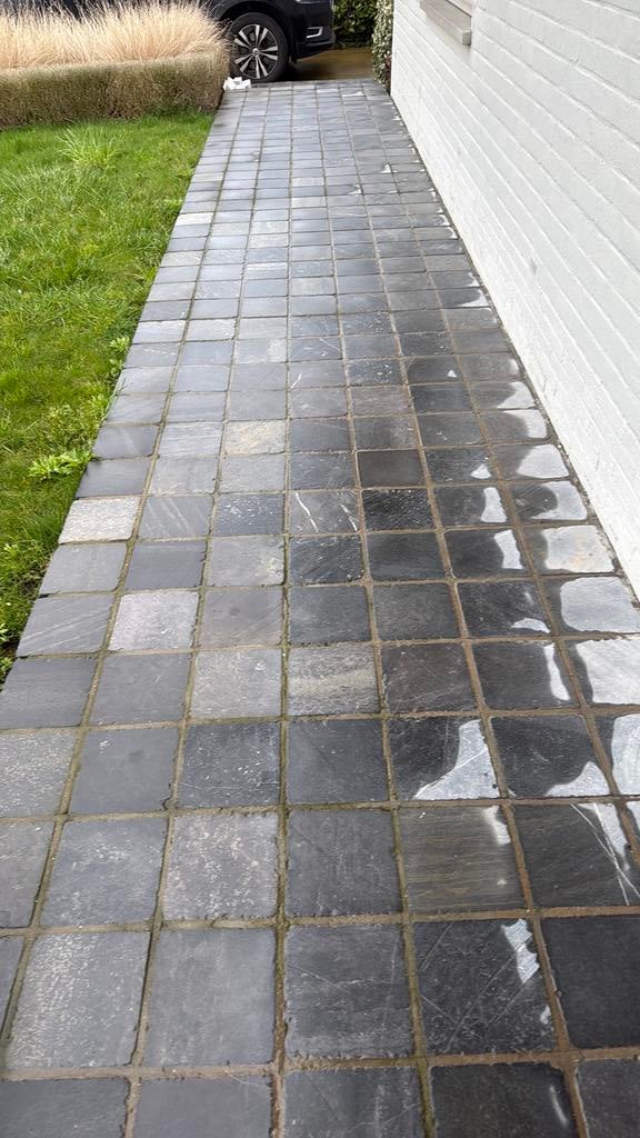 Blauwsteen terrastegels 20 op 20cm, 2,5 cm dik, Ophalen, Gebruikt, Overige materialen, Vloertegels