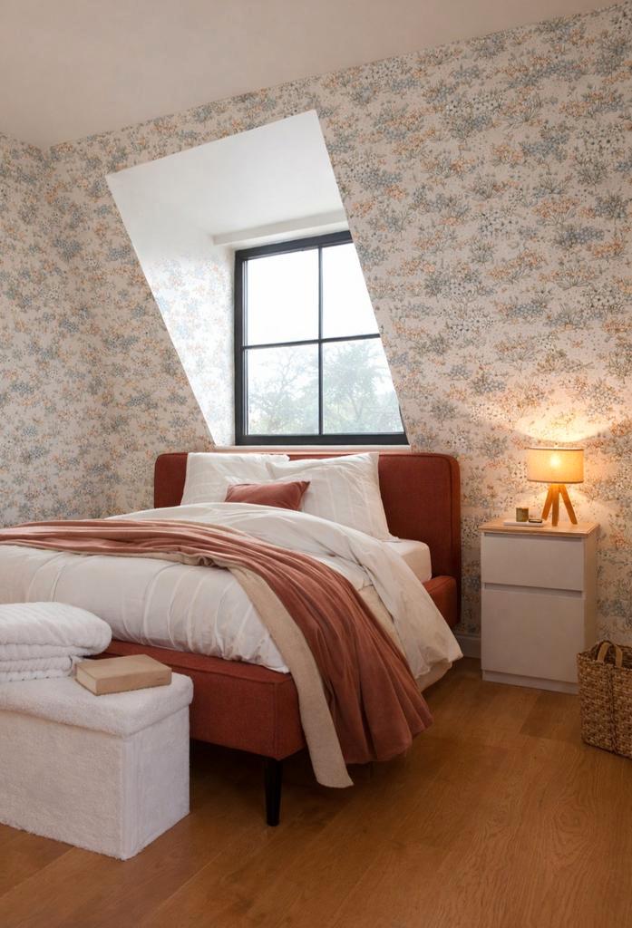 Liberty flowers vliesbehang op vinyl, Huis en Inrichting, Stoffering | Behang, Roze, 75 m² of meer, Verzenden