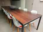 tafel in fineerhout met lakmetalen onderstel, 200 cm of meer, 50 tot 100 cm, Metaal, Rechthoekig