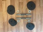 Halterset + bench, Sport en Fitness, Fitnessmaterialen, Ophalen, Zo goed als nieuw, Benen, Halterset