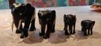 Set van 4 olifanten in ebbenhout 3cm, 5 cm, 6 cm, en 8 cm, Antiek en Kunst, Ophalen of Verzenden