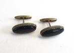 Vintage manchetknopen met zwarte obsidiaan van de '70 jaren., Handtassen en Accessoires, Manchetknopen, Ophalen of Verzenden
