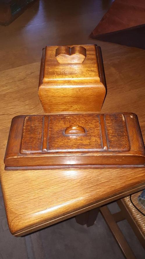Vintage art deco doosjes in beukenhout, Antiek en Kunst, Curiosa en Brocante, Ophalen of Verzenden